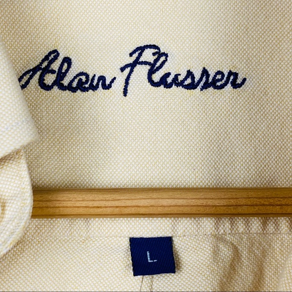 Alan Flusser Yellow Cotton Button Down Pocket Long Sleeve Casual Dress Shirt - Picture 7 of 11